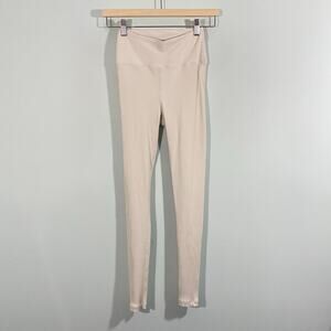 Bandier x Year Of Ours Cream Ribbed High Waist Full Length Leggings Size S